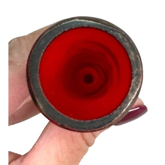 VTG TANGO GLASS BUD VASE CZECH ART DECO BOHO ORANGE HAND PAINTED 1930s 6.25" H - Picture 6 of 7